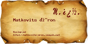 Matkovits Áron névjegykártya