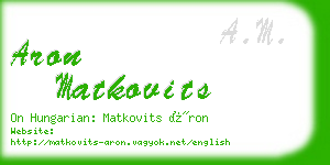aron matkovits business card